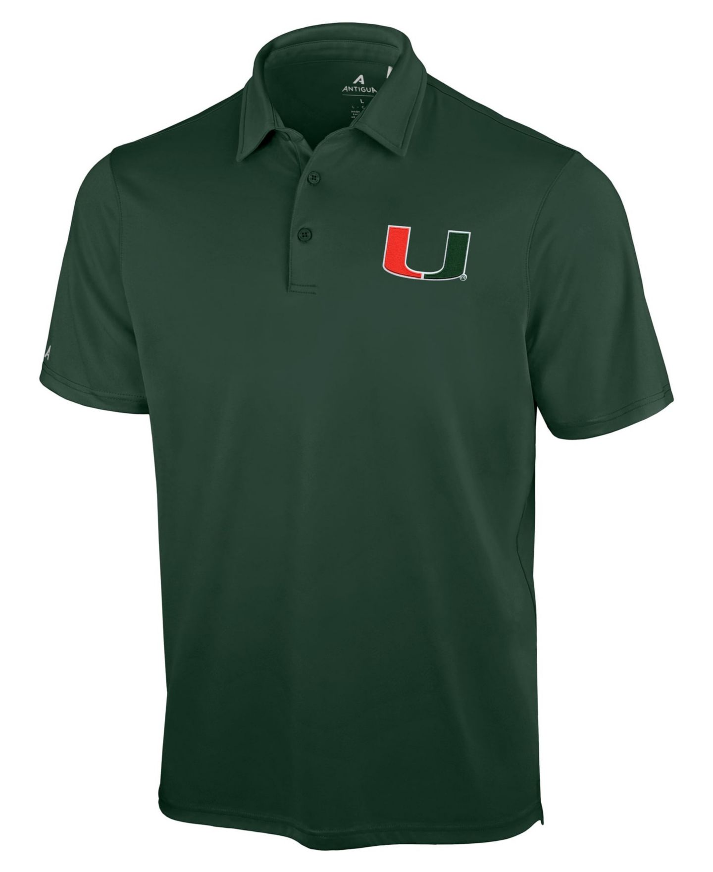 Мужское поло Antigua Green Miami Hurricanes Unshakeable Solid Polo — фото 3