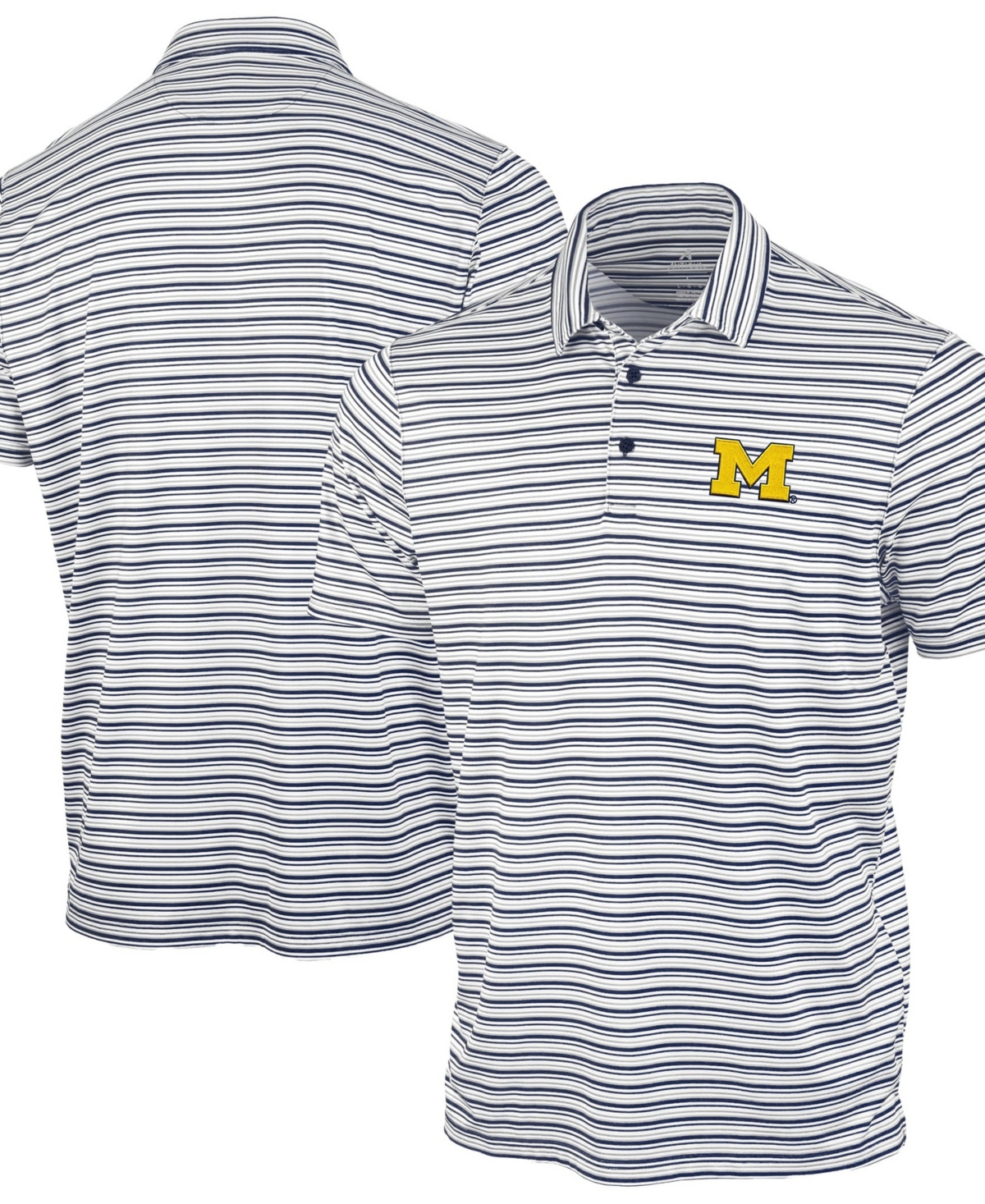 Antigua Men's Navy Michigan Wolverines Space Stripe Polo Shirt - Navy