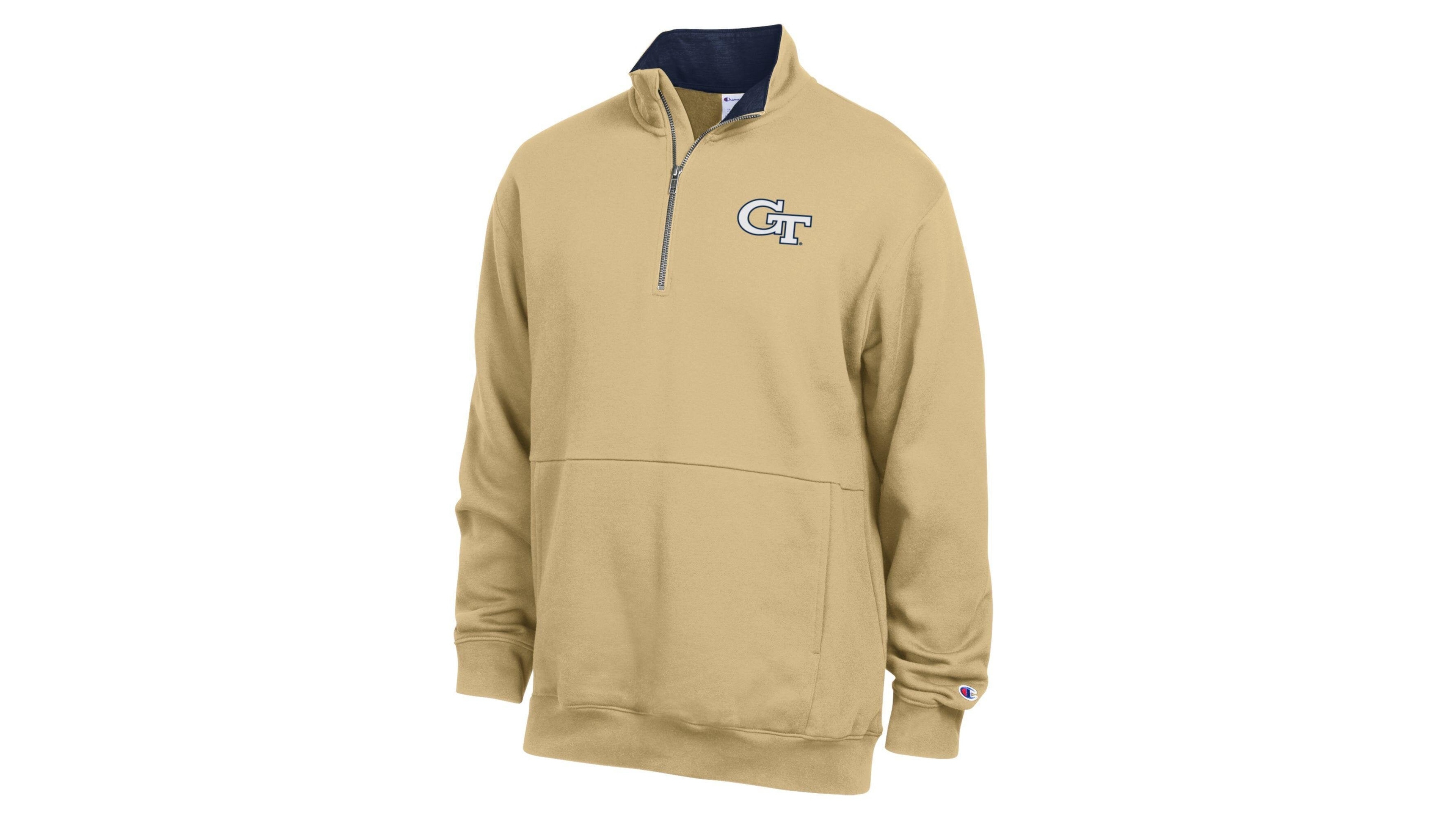 Champion Men's Gold Georgia Tech Yellow Sweatshirts Fleece Quarter-Zip Pullover