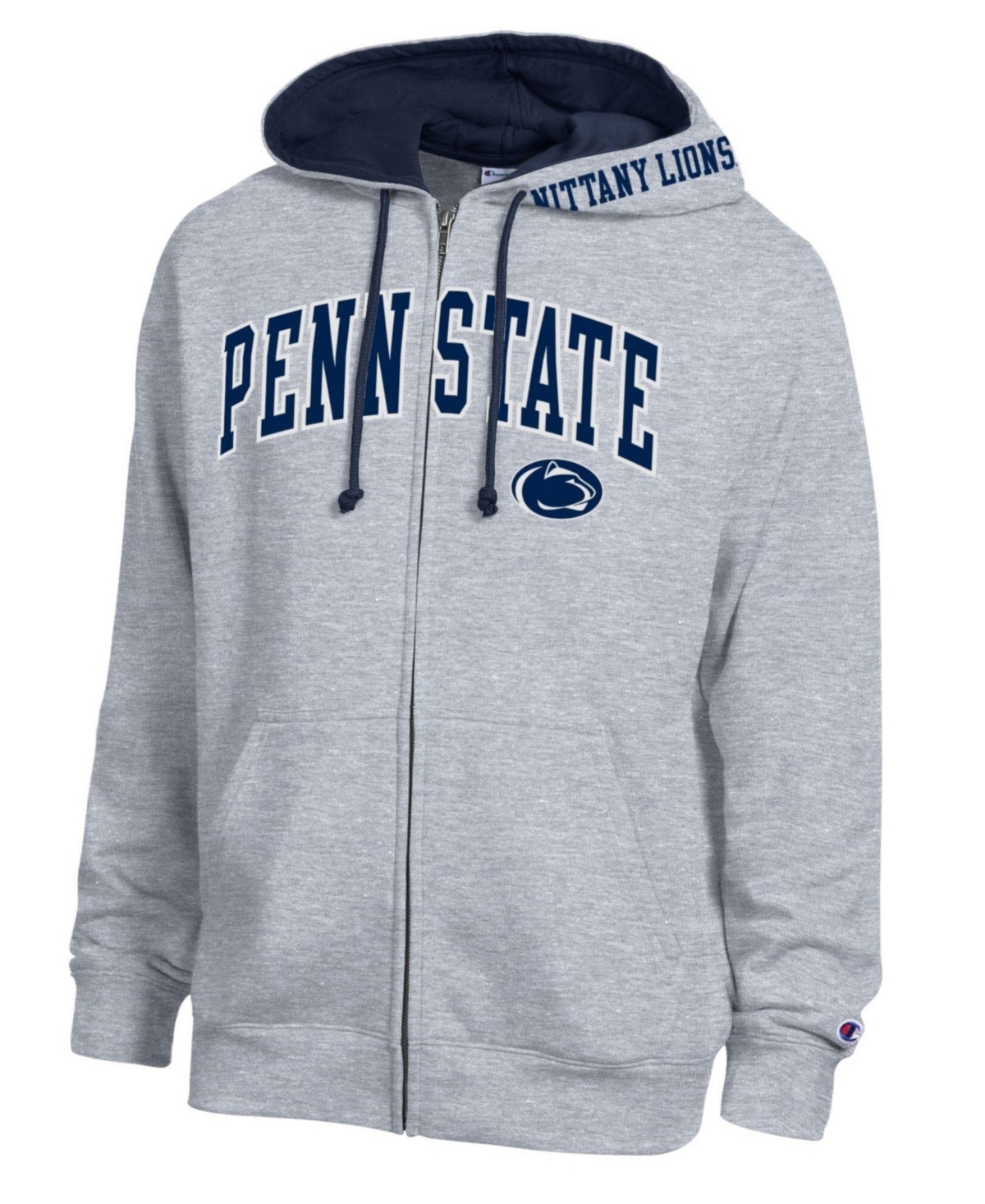 Champion Men's Heather Gray Penn State Nittany Lions Arch Logo Full-Zip Fleece Hoodie - Heather Gray