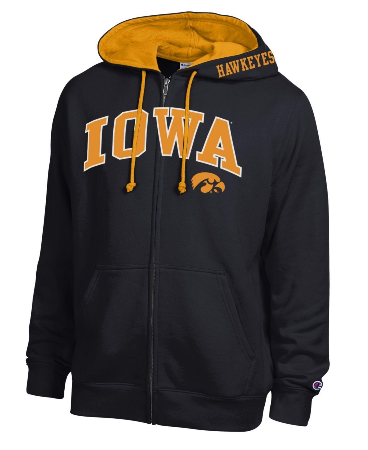 Champion Men's Black Iowa Hawkeyes Arch Logo Full-Zip Fleece Hoodie