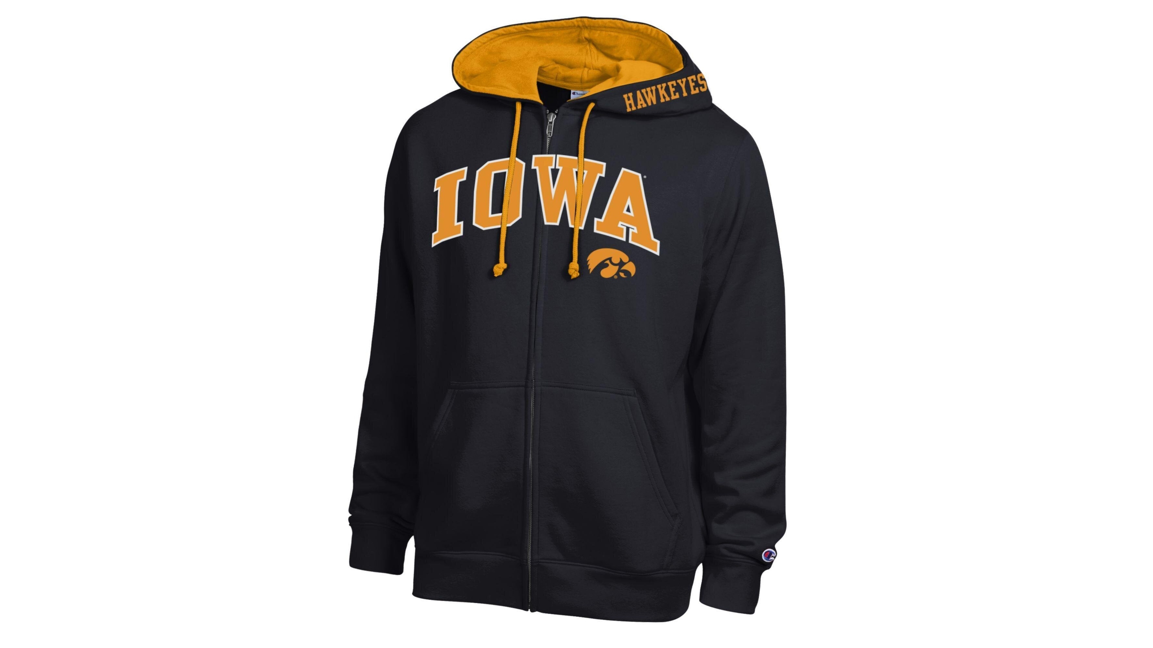 Champion Men's Black Iowa Hawkeyes Arch Logo Full-Zip Fleece Hoodie