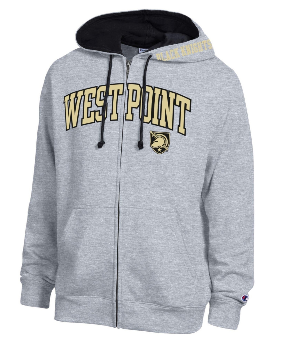 Champion Men's Heather Gray Army Black Knights Arch Logo Full-Zip Fleece Hoodie - Heather Gray