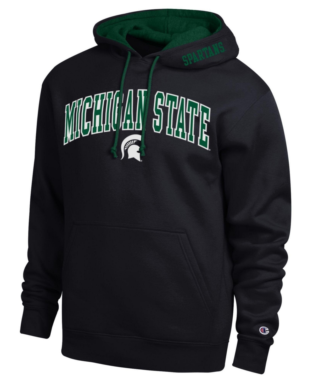 Champion Men's Black Michigan State Spartans Arch Tackle Twill Hoodie - Black
