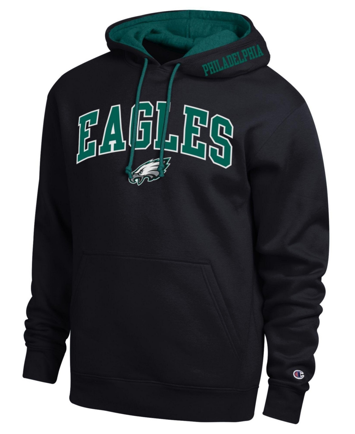 Champion Men's Black/Midnight Green Philadelphia Eagles Contrast Hoodie