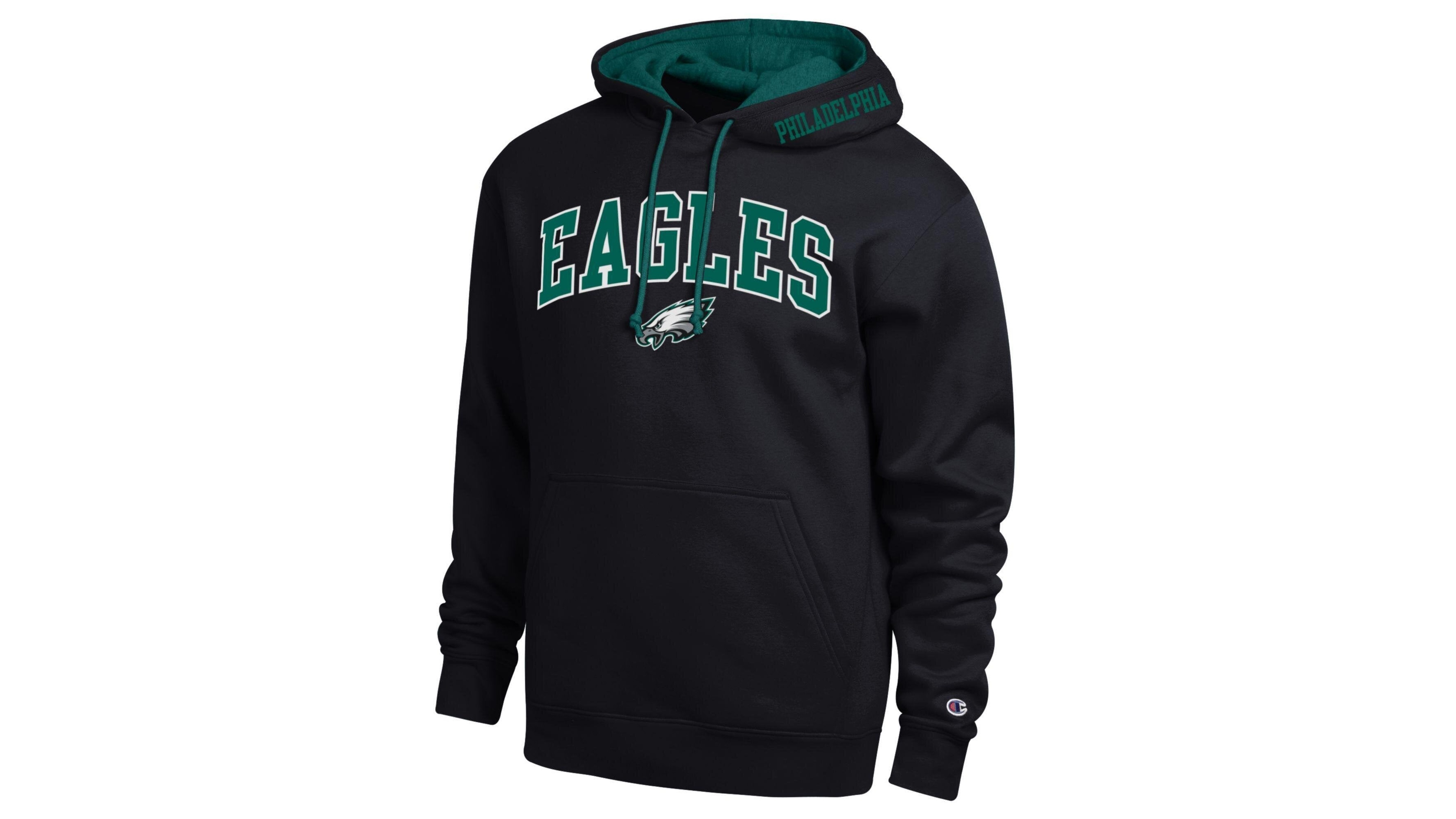 Champion Men's Black/Midnight Green Philadelphia Eagles Contrast Hoodie