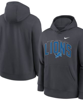 Big Boys' and Girls' Anthracite Detroit Lions Logo Arch Fleece Hoodie