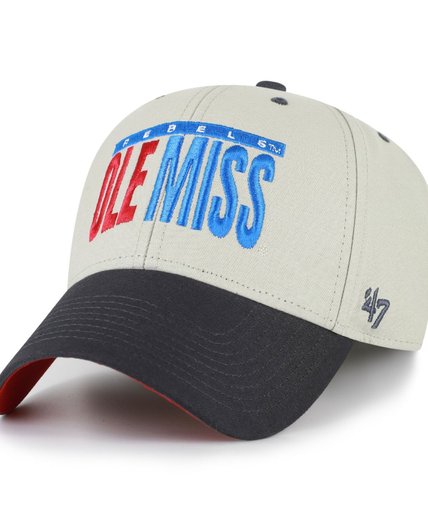 Кепка '47 Brand Gray/Black Ole Miss Rebels Half Block Text MVP Adjustable Hat — фото 1