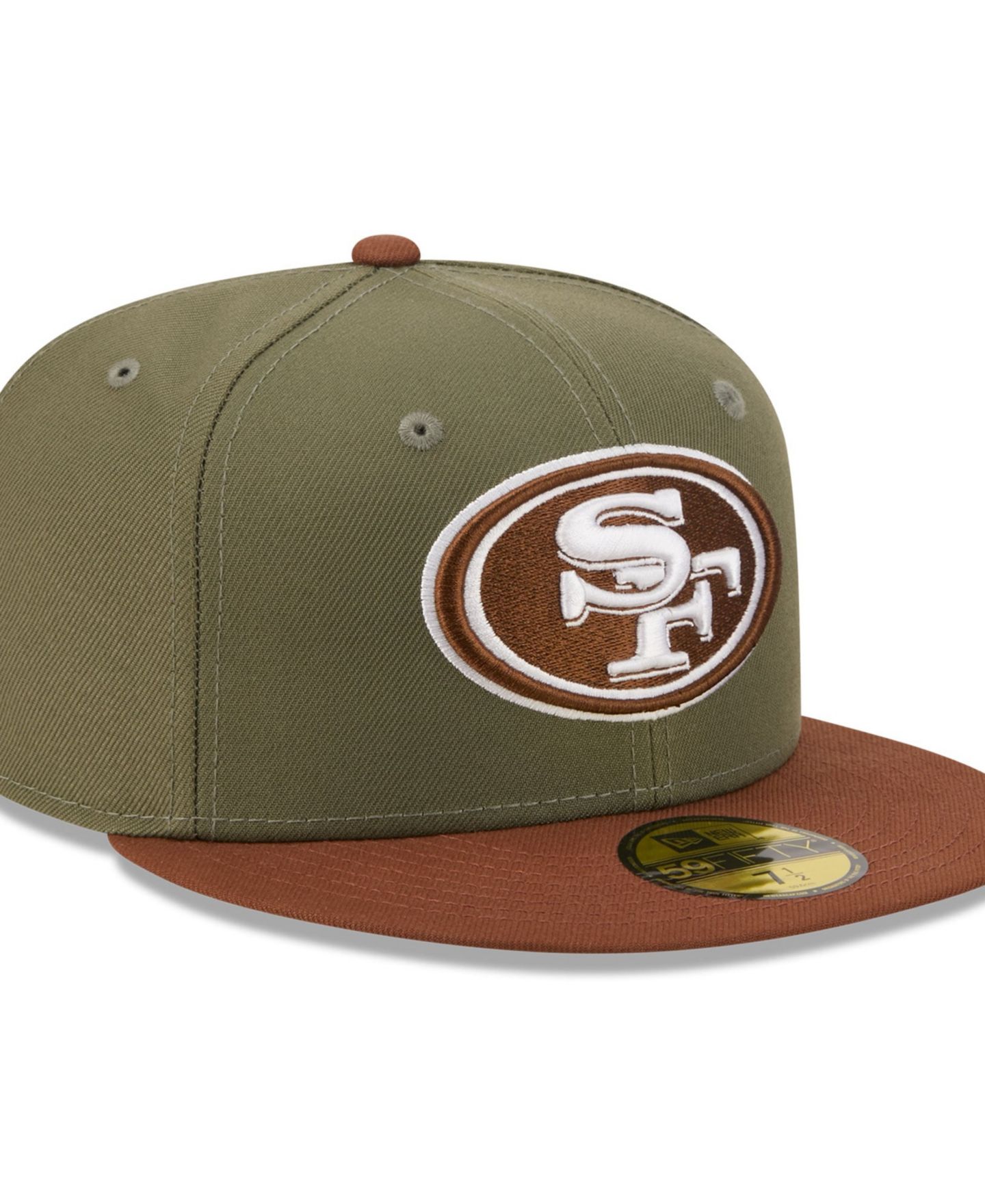 Мужские головные уборы New Era Olive/Brown San Francisco 49ers Color Pack 59FIFTY Fitted Hat — фото 4