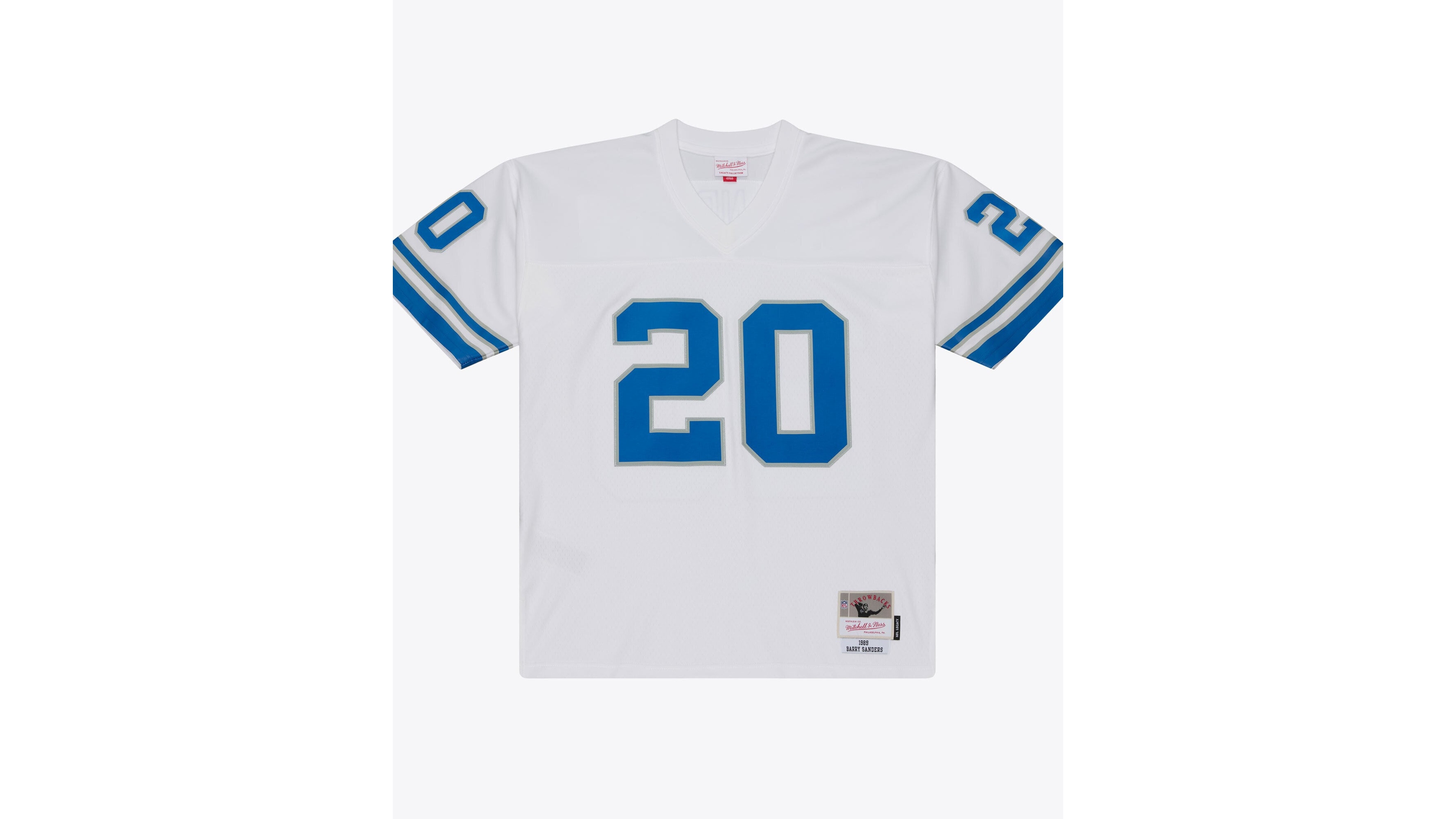Mitchell & Ness Men's Barry Sanders White Detroit Lions 1989 Legacy Replica Player Jersey