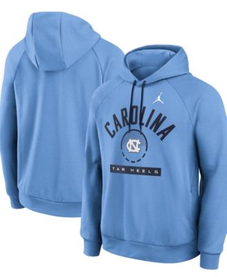 Men's Carolina Blue North Carolina Tar Heels Courtside Practice Dri-FIT Raglan Fleece Hoodie