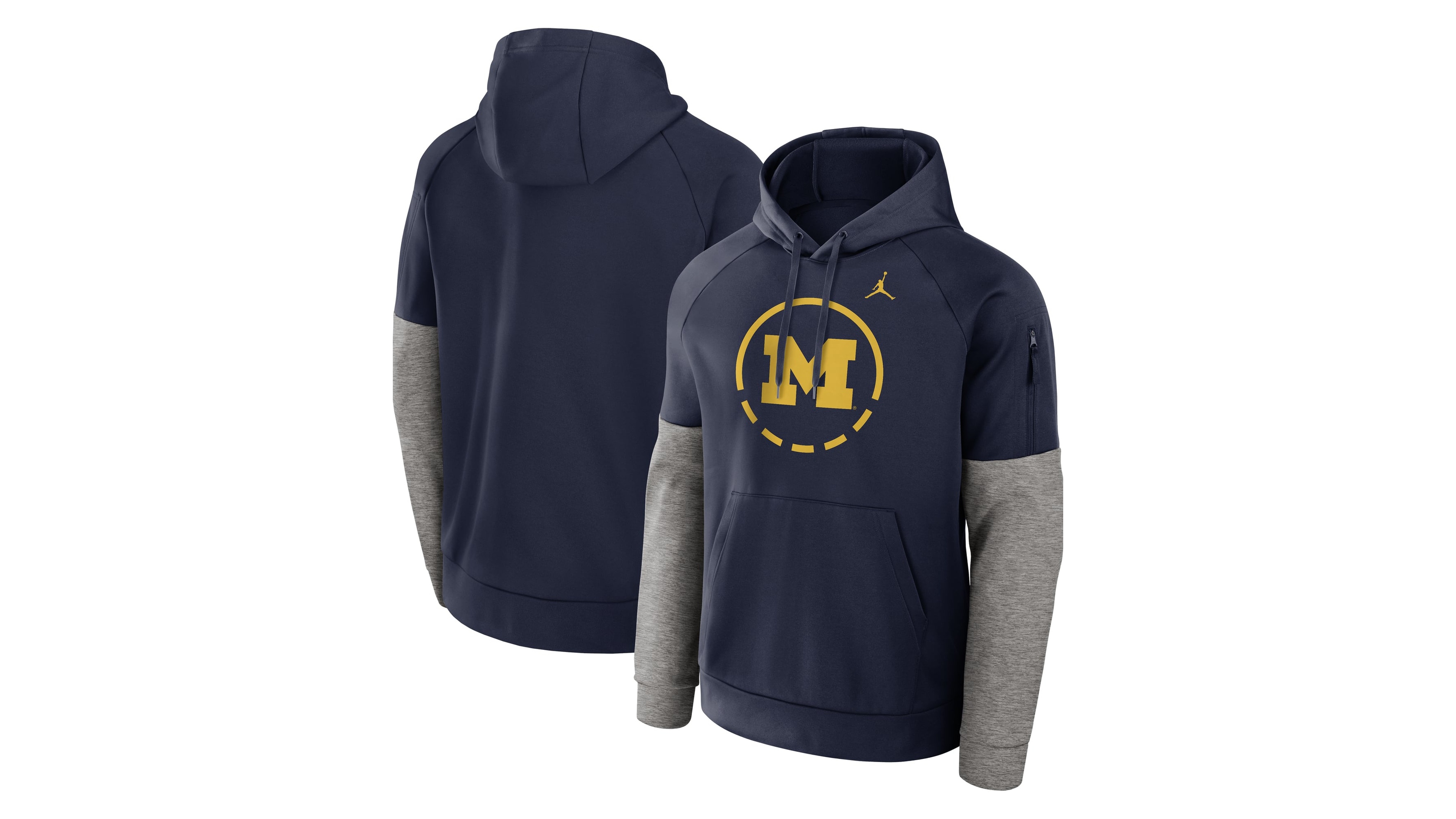 Jordan Men's Navy Michigan Wolverines Primetime Basketball Therma-fit Raglan Fleece Hoodie