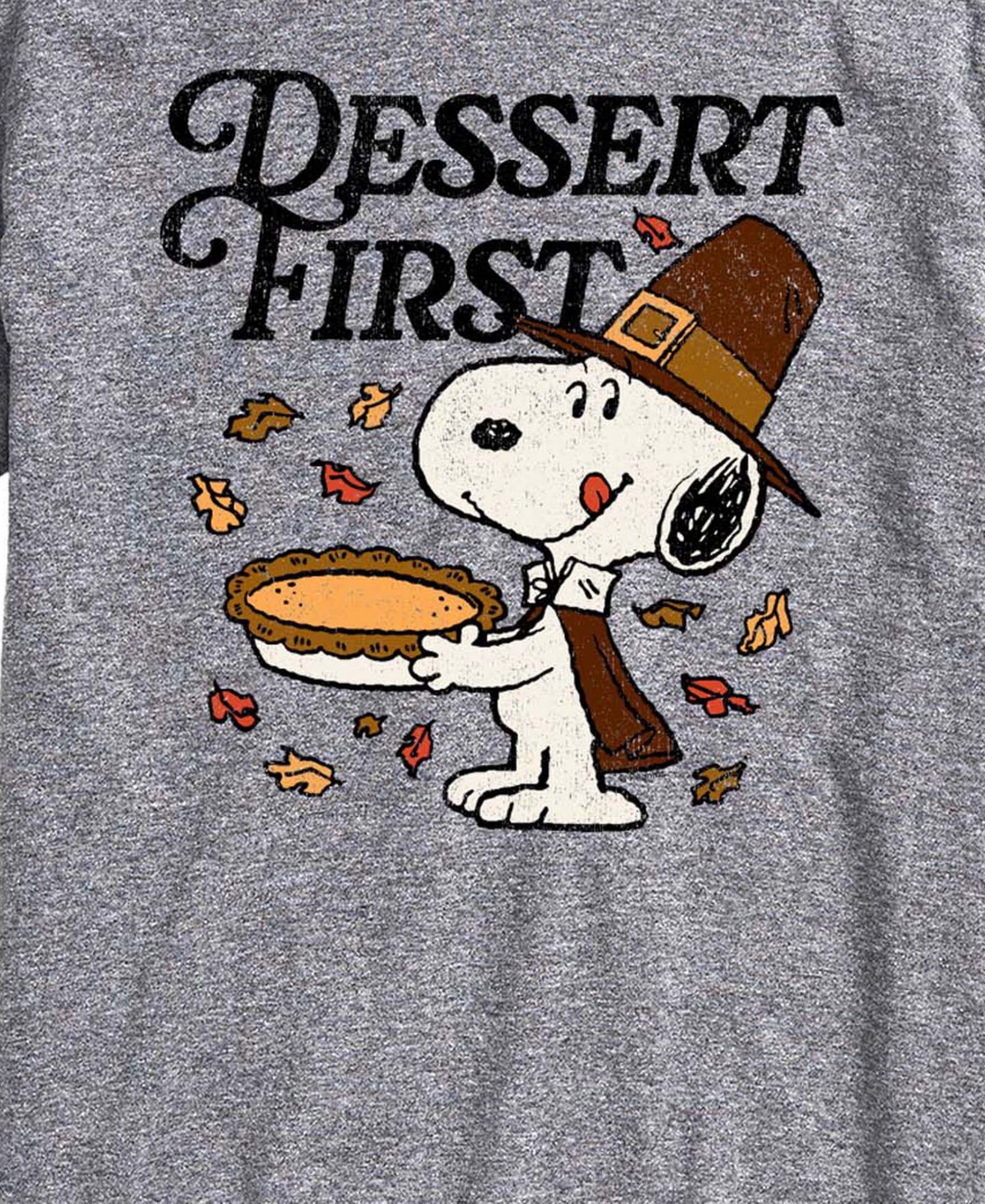 Мужская футболка AIRWAVES Dessert First Thanksgiving Snoopy Graphic, цвет: Меланжевый — фото 3