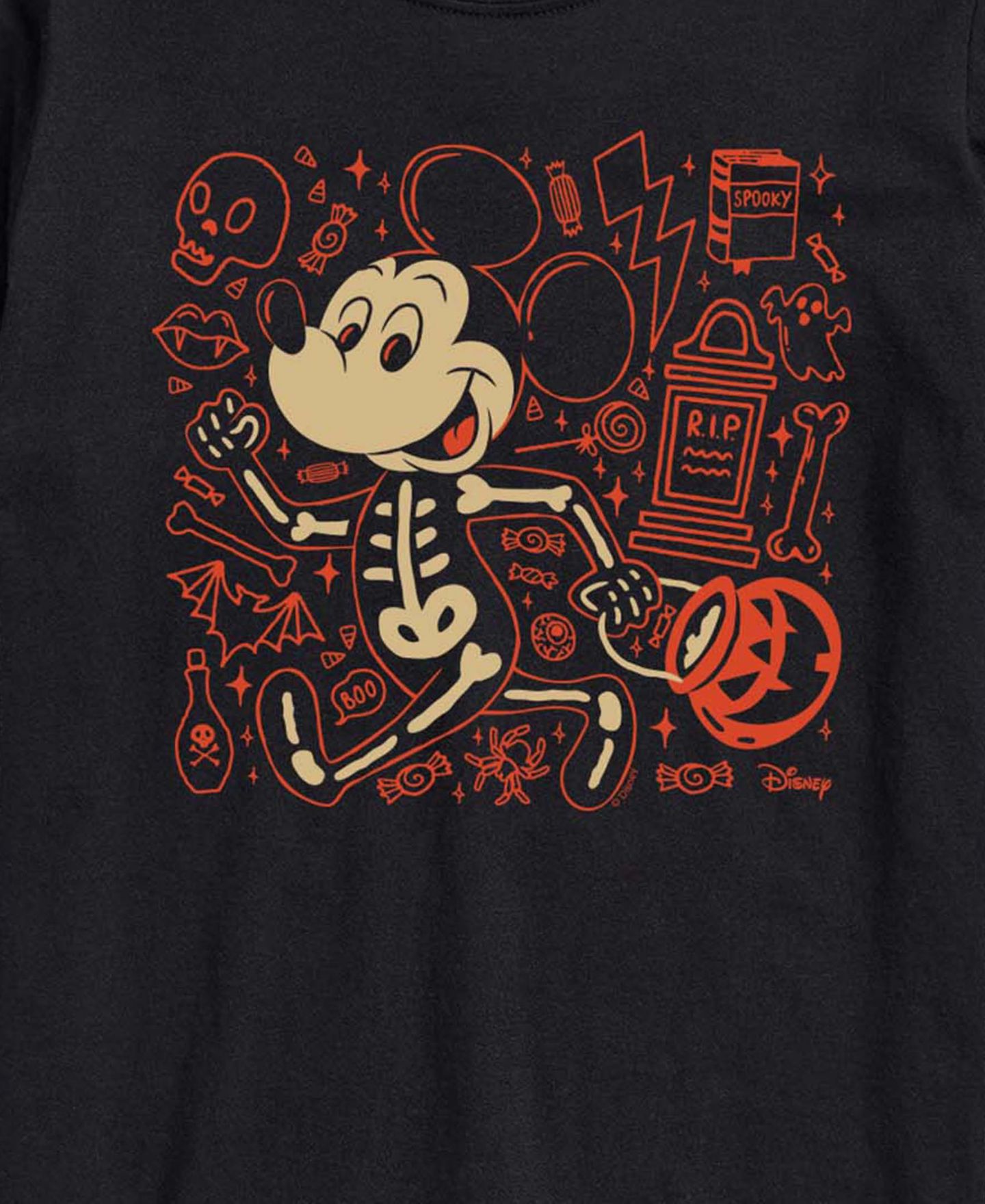 Мужская футболка AIRWAVES Mickey Skeleton Halloween Doodles Crewneck, цвет: Чёрный — фото 3