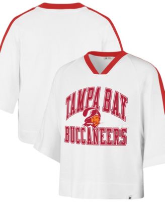 Women's  White Tampa Bay Buccaneers Big Overarch Drop Needle Raglan V-Neck T-Shirt