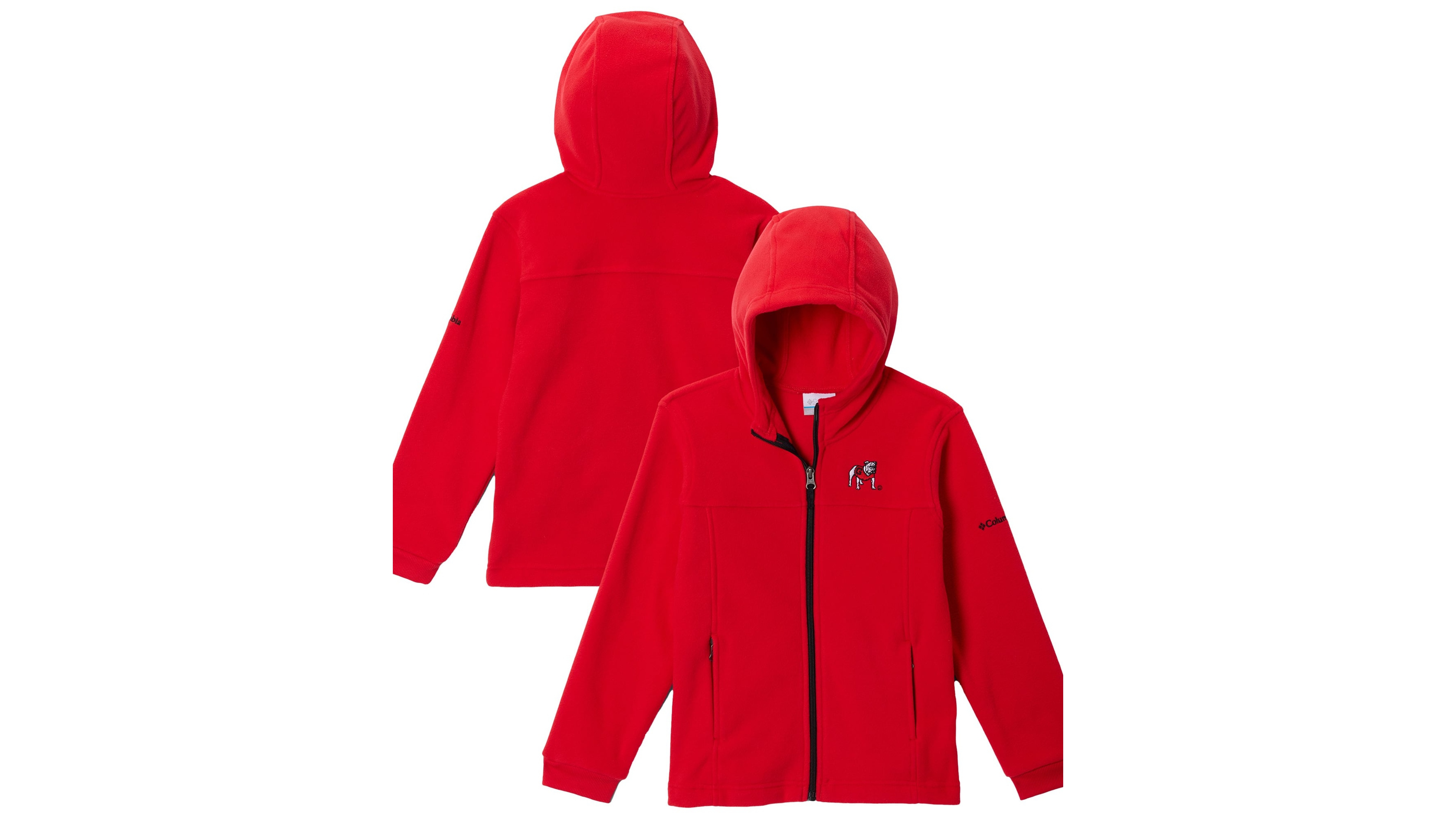 Columbia Big Boys' and Girls' Red Georgia Bulldogs Flanker Fleece Full-Zip Hoodie