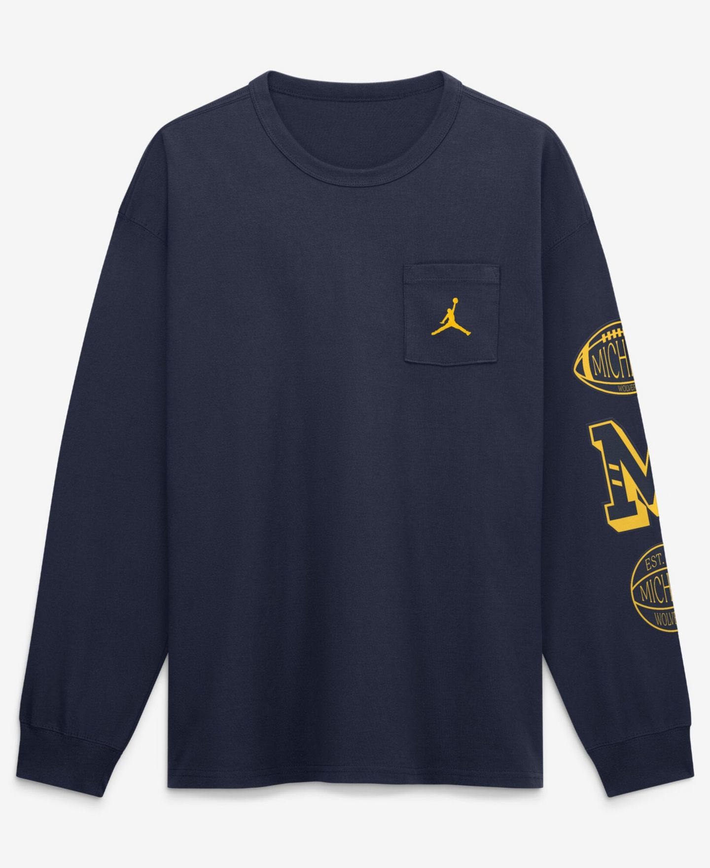 Мужская футболка Jordan Navy Michigan Wolverines Academic Long-Sleeves Pocket — фото 3