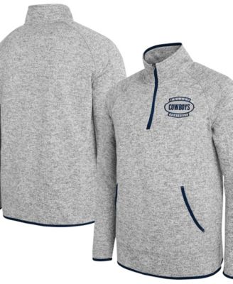 Men's Gray Dallas Cowboys Quarter-Zip Fleece Raglan Pullover