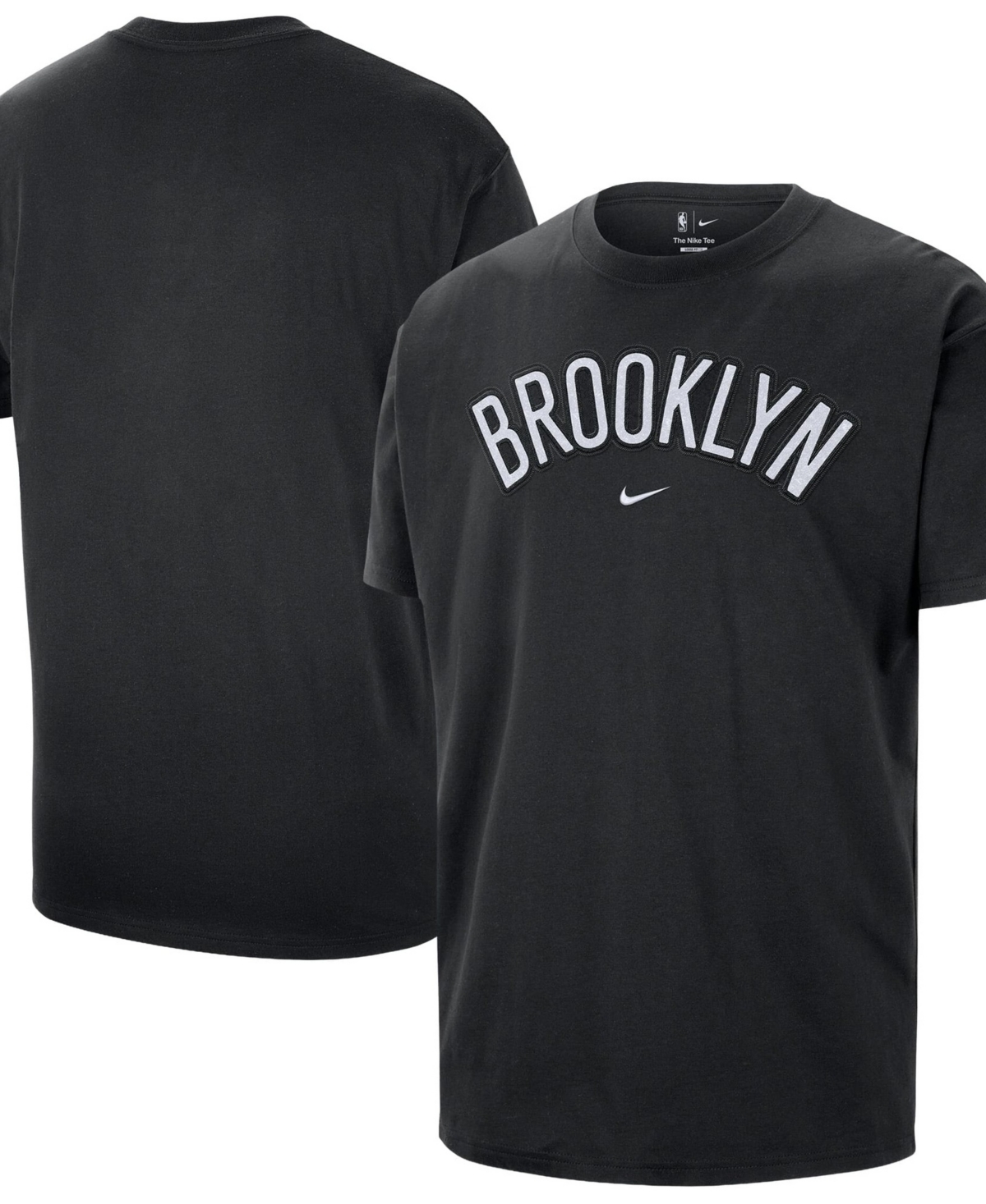 Nike Men's Black Brooklyn Nets Twill Logo T-Shirt - Black