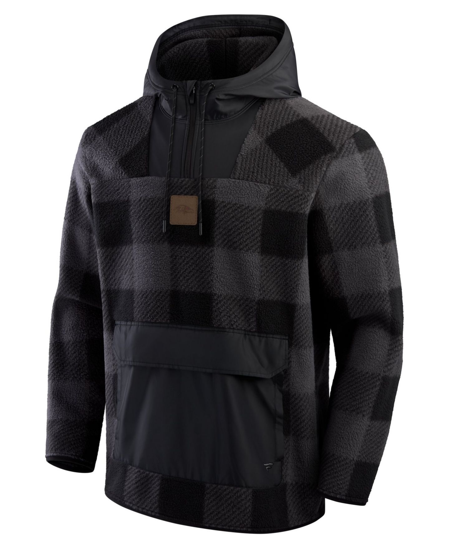 Мужское худи Fanatics Black Baltimore Ravens Oversized Elements Plaid Polar Fleece Quarter-Zip — фото 3
