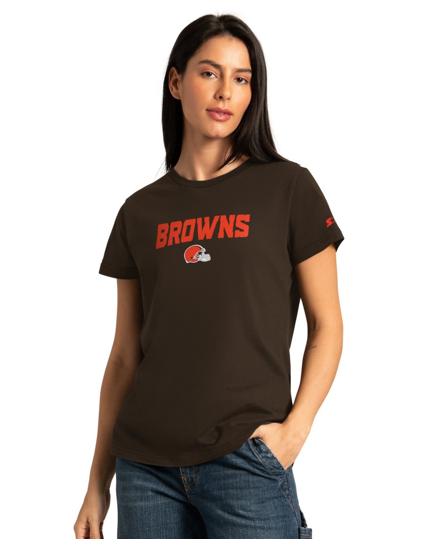 Женские футболки Starter Brown/Ash Cleveland Browns Short-Sleeves Long-Sleeves Combo Pack — фото 4