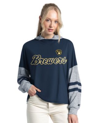 Women's Navy Milwaukee Brewers Fuel Up Lightweight Hoodie