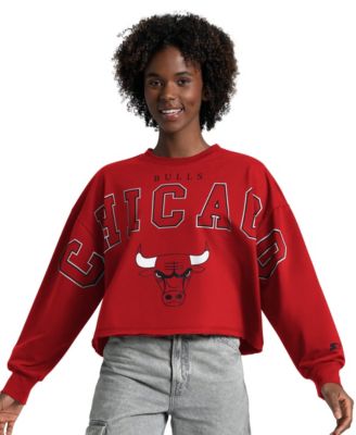 Women's Red Chicago Bulls Bleachers Cropped Sweatshirt