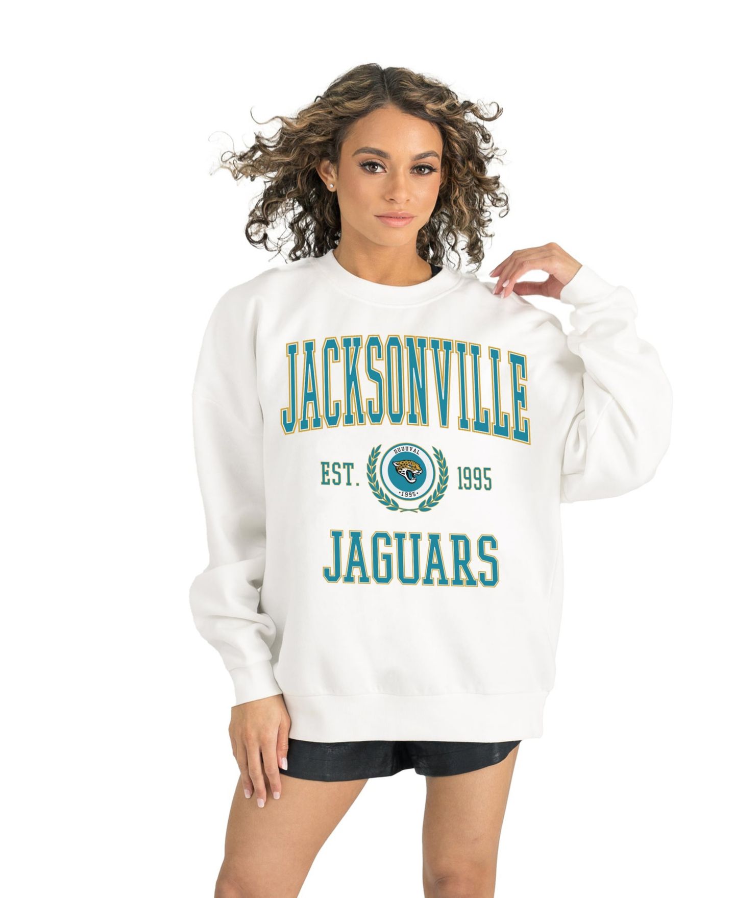 Женская толстовка Gameday Couture White Jacksonville Jaguars Timeless Triumph Premium Fleece Pullover — фото 4