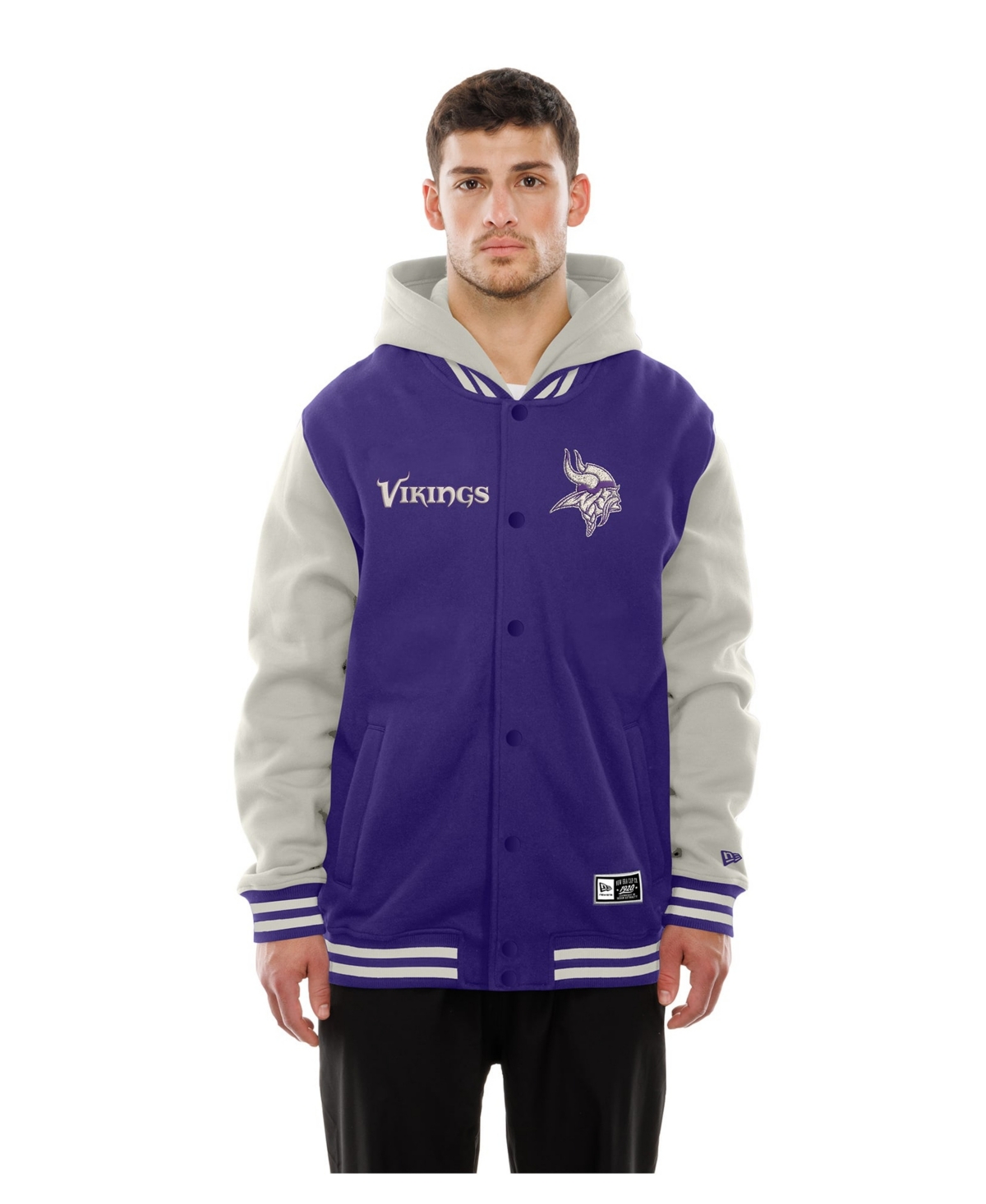 New Era Men's Purple/Gray Minnesota Vikings Full-Snap Fleece Hooded - Purple, Gray