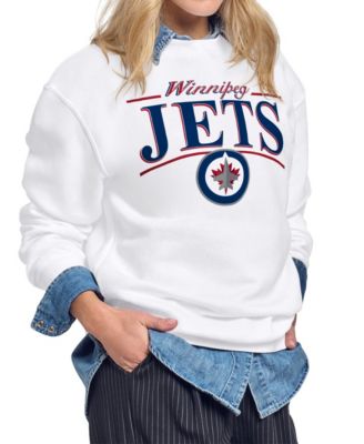 Women's White Winnipeg Jets Arch Stripe Fleece Sweatshirt