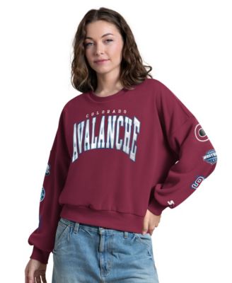 Women's Burgundy Colorado Avalanche Fan Catch Applique Sleeve Print Sweatshirt