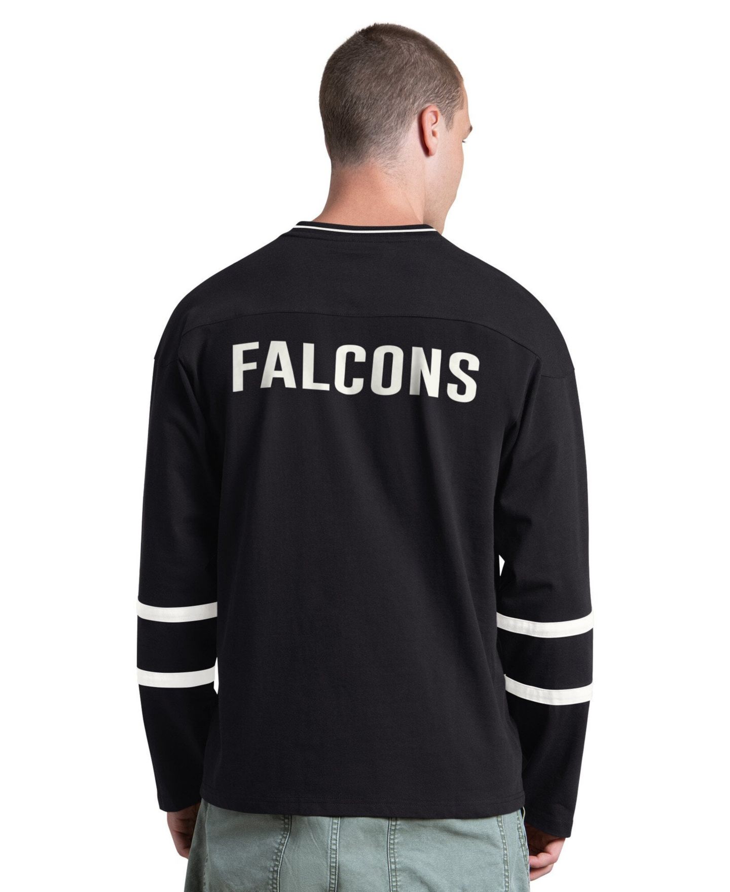 Мужская футболка Starter Black Atlanta Falcons Line Up Retro Logo Long-Sleeves V-Neck — фото 3