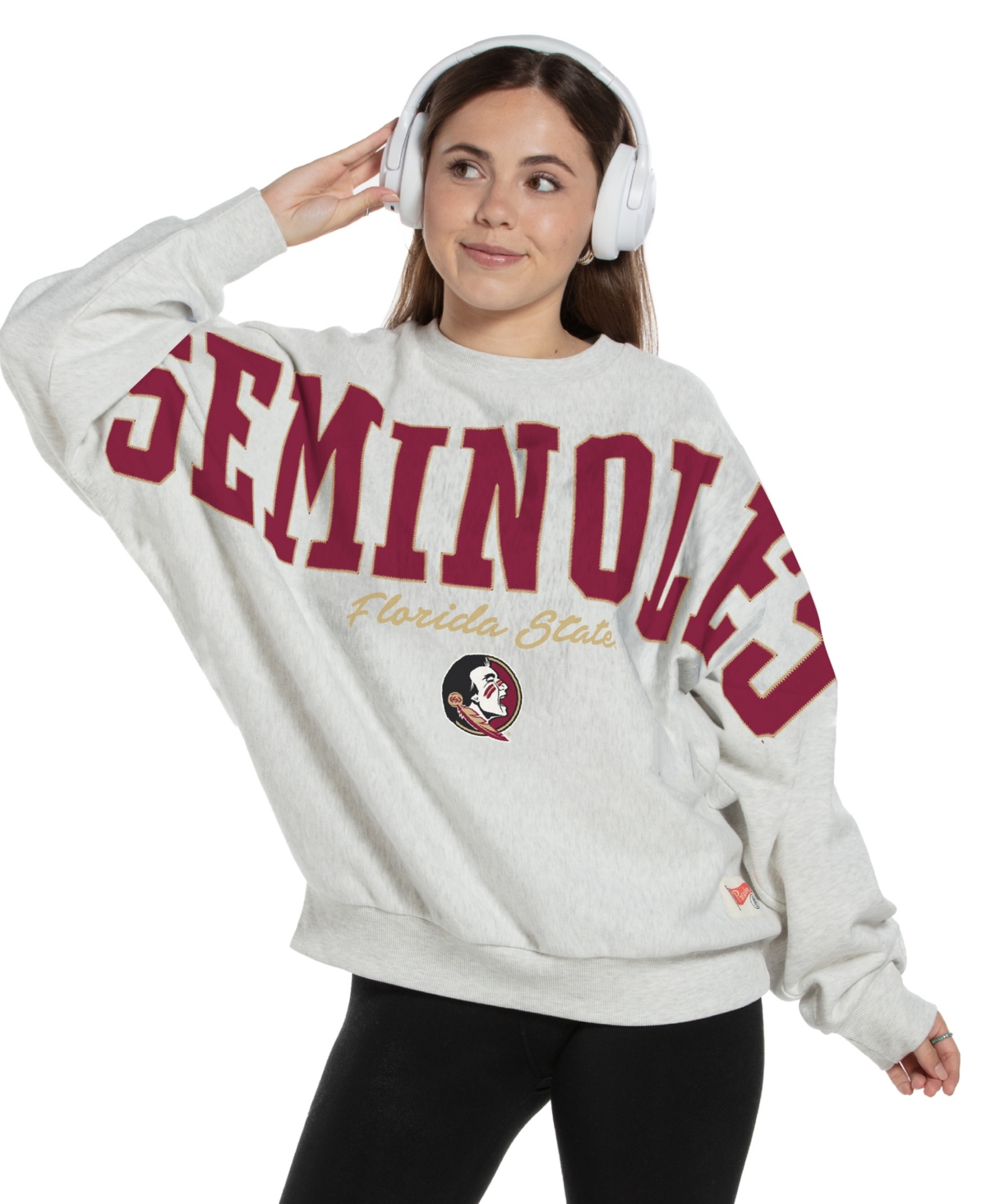 Pressbox Women's Heather Gray Florida State Seminoles Flannigan Oversized Fleece Sweatshirt