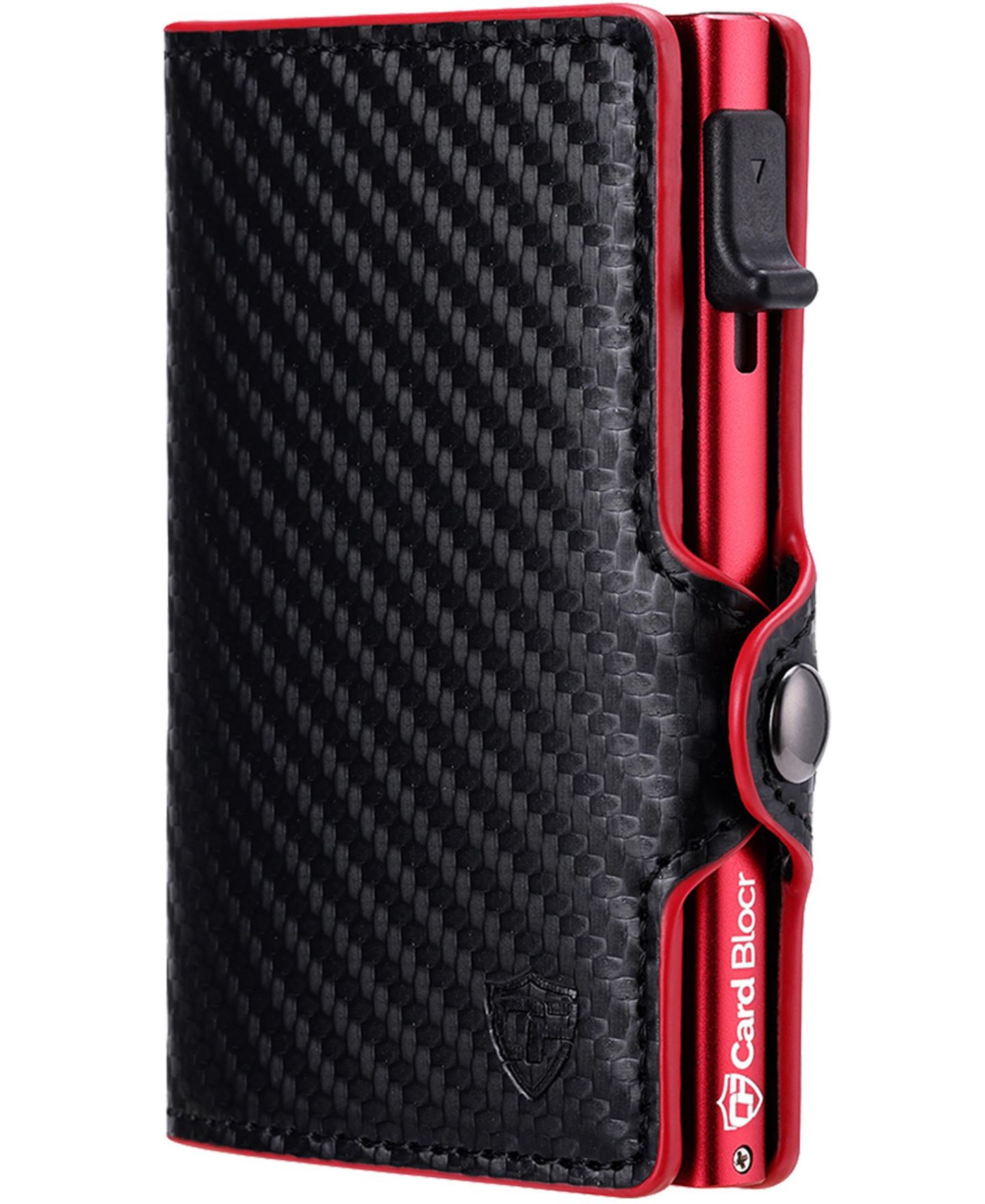 Мужской кошелёк Conceal Plus Card Blocr RFID Blocking Card Holder Pop Up Wallet for Men - Minimalist Front Pocket Wallet with Internal Cash ID Storage, цвет: Чёрный красный — фото 10
