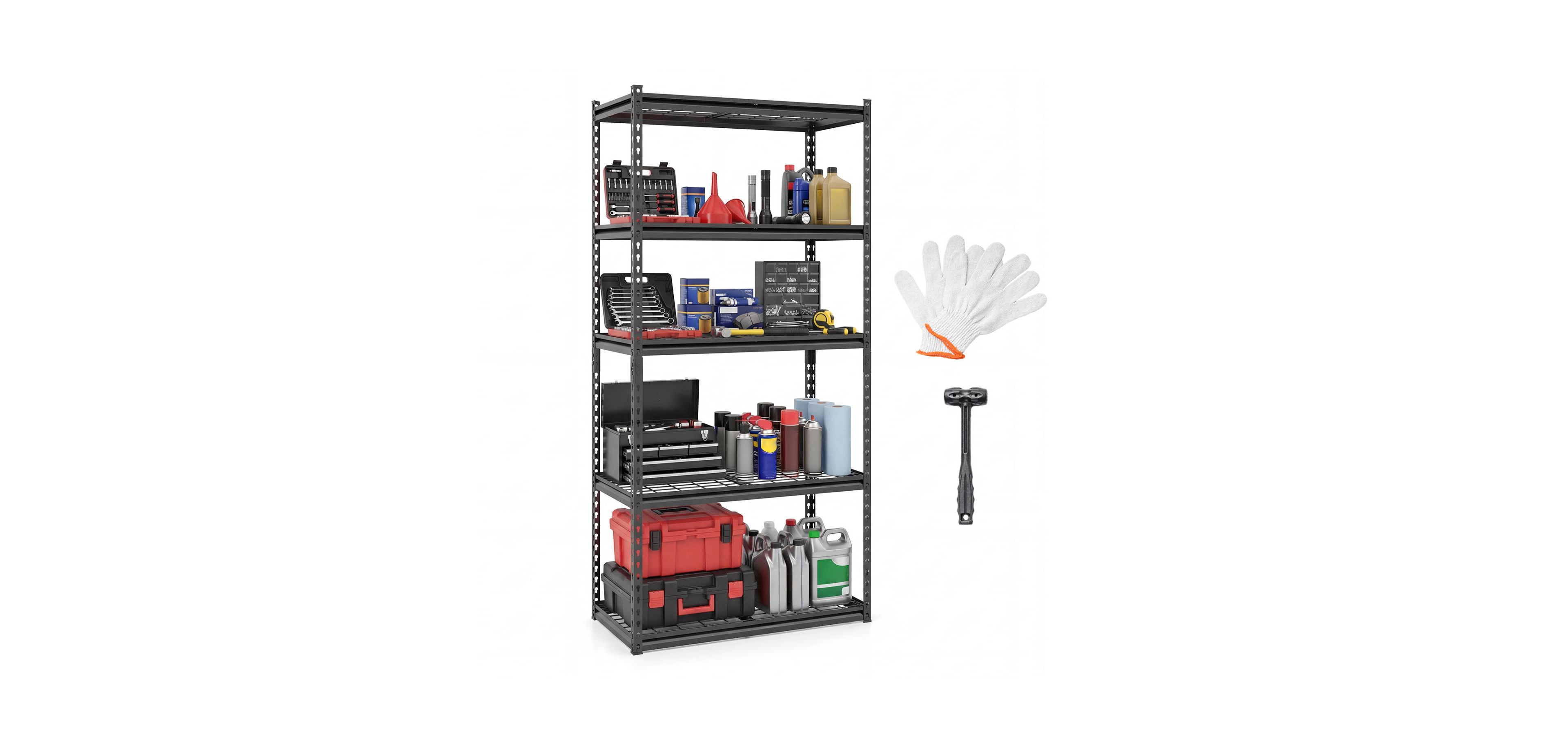 Sugift 5-Tier Heavy-Duty Metal Shelving Unit with Adjustable Wire Shelves