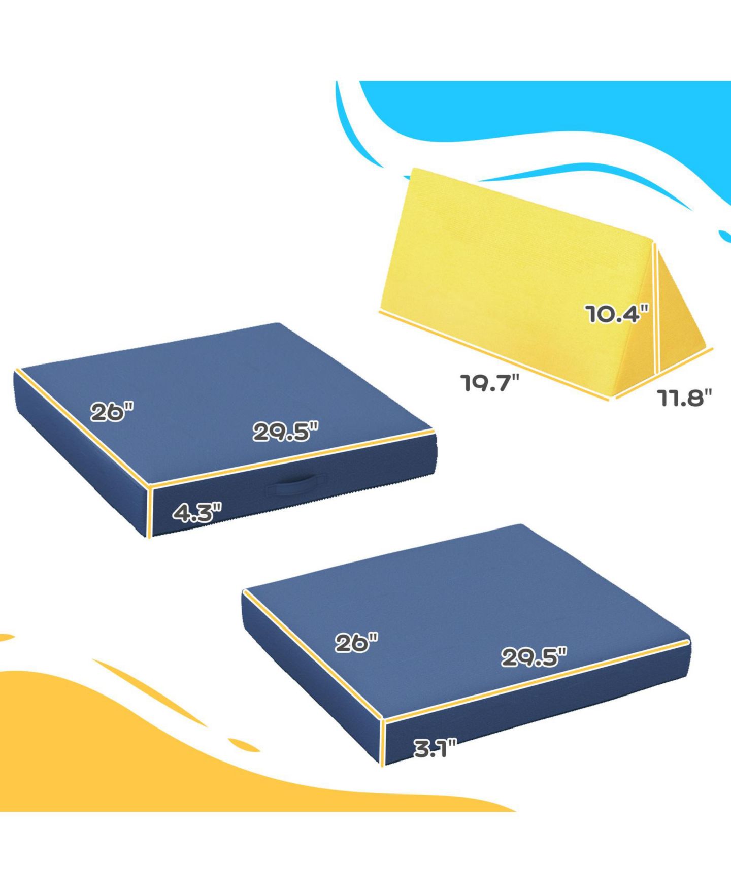 Детские конструкторы Glintex Velvet Foam Climbing Block 6-Piece Set, Ages 18 Months+, цвет: Синий — фото 4