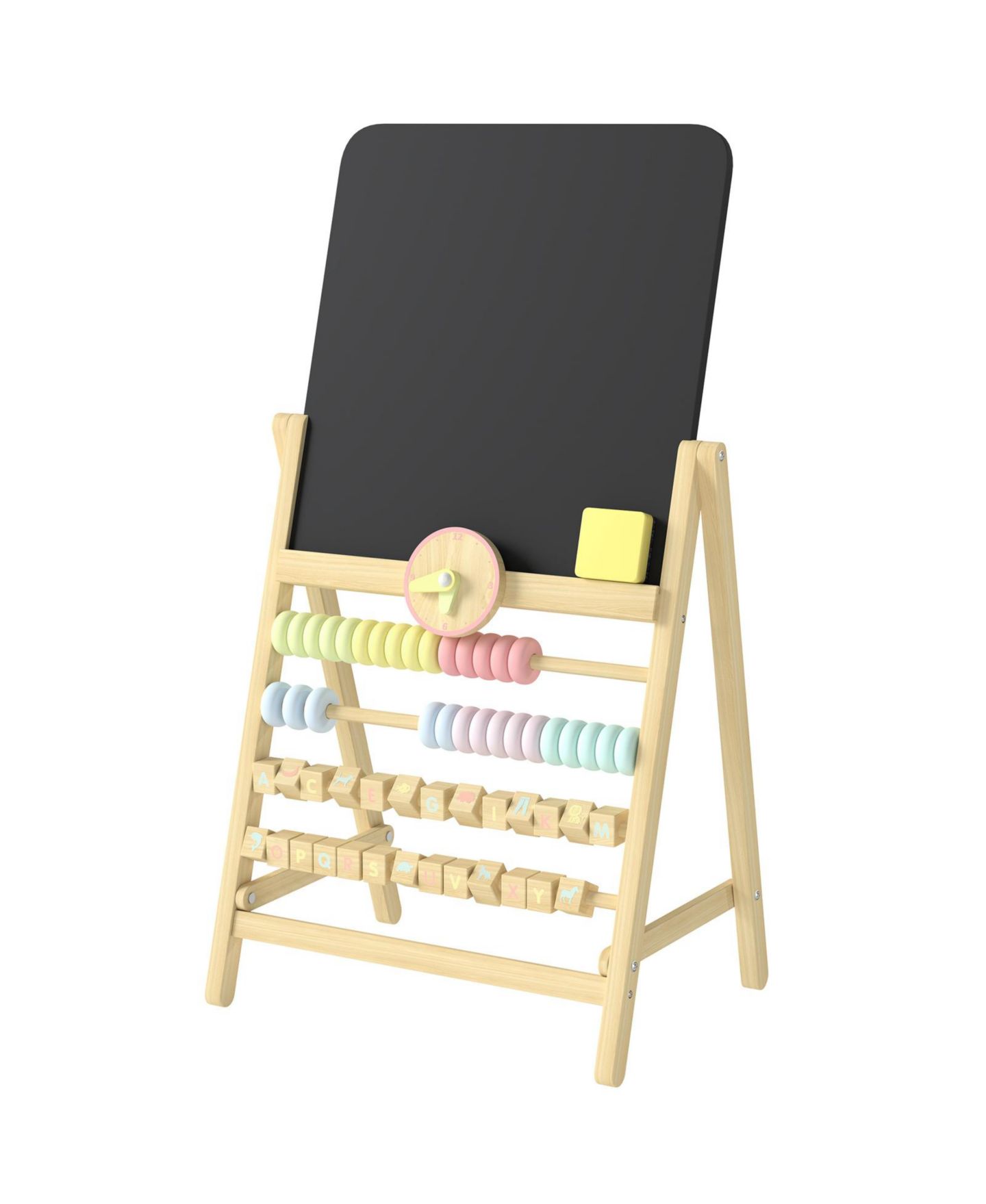 Детская игрушка Glintex Art Easel with Double-Sided Chalkboard, Clock and Abacus, Ages 2+, цвет: Натуральный — фото 11