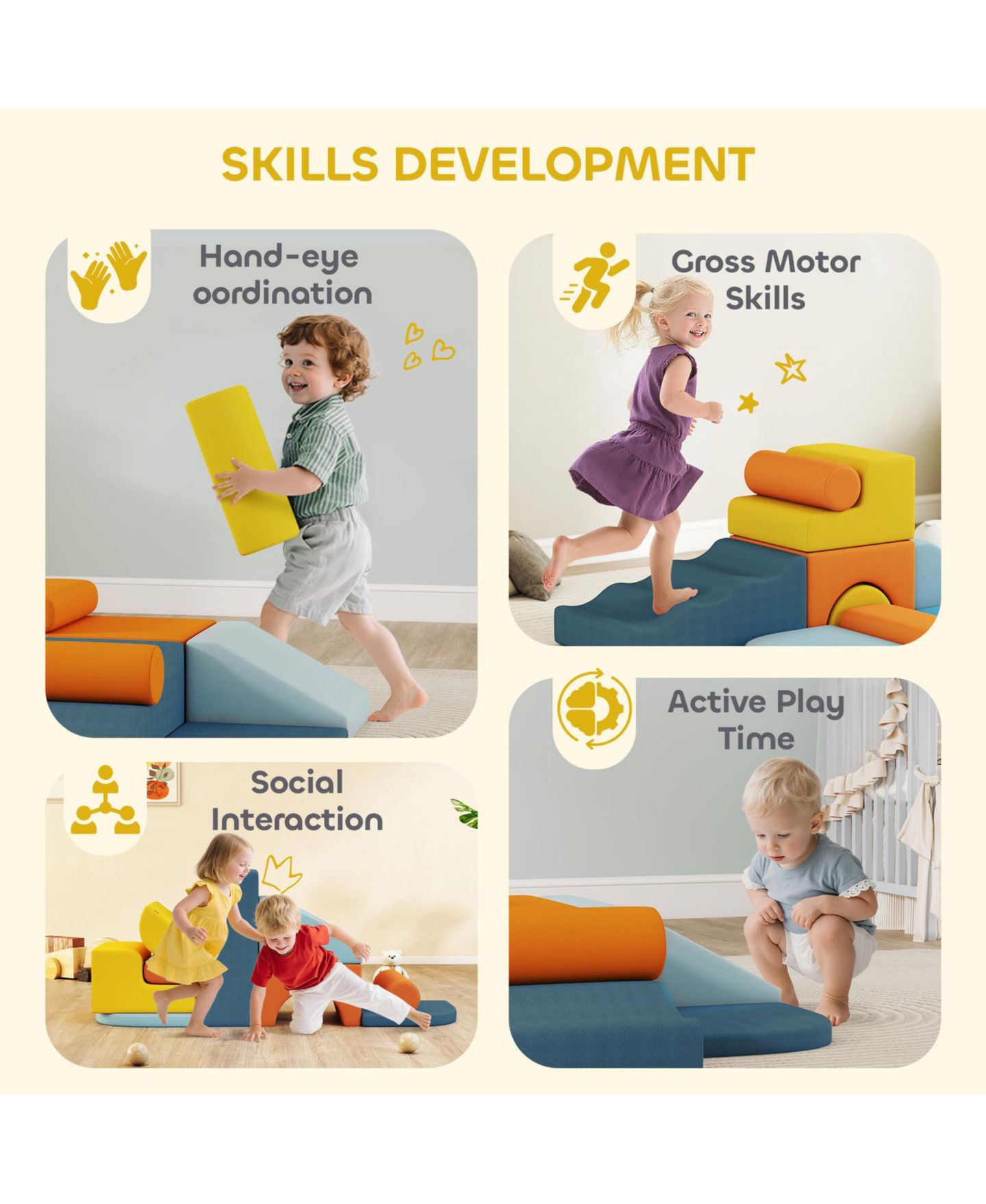 Детские конструкторы Glintex Climb and Crawl 9-Piece Soft Play Set, Ages 3-5, цвет: Разноцветный — фото 3