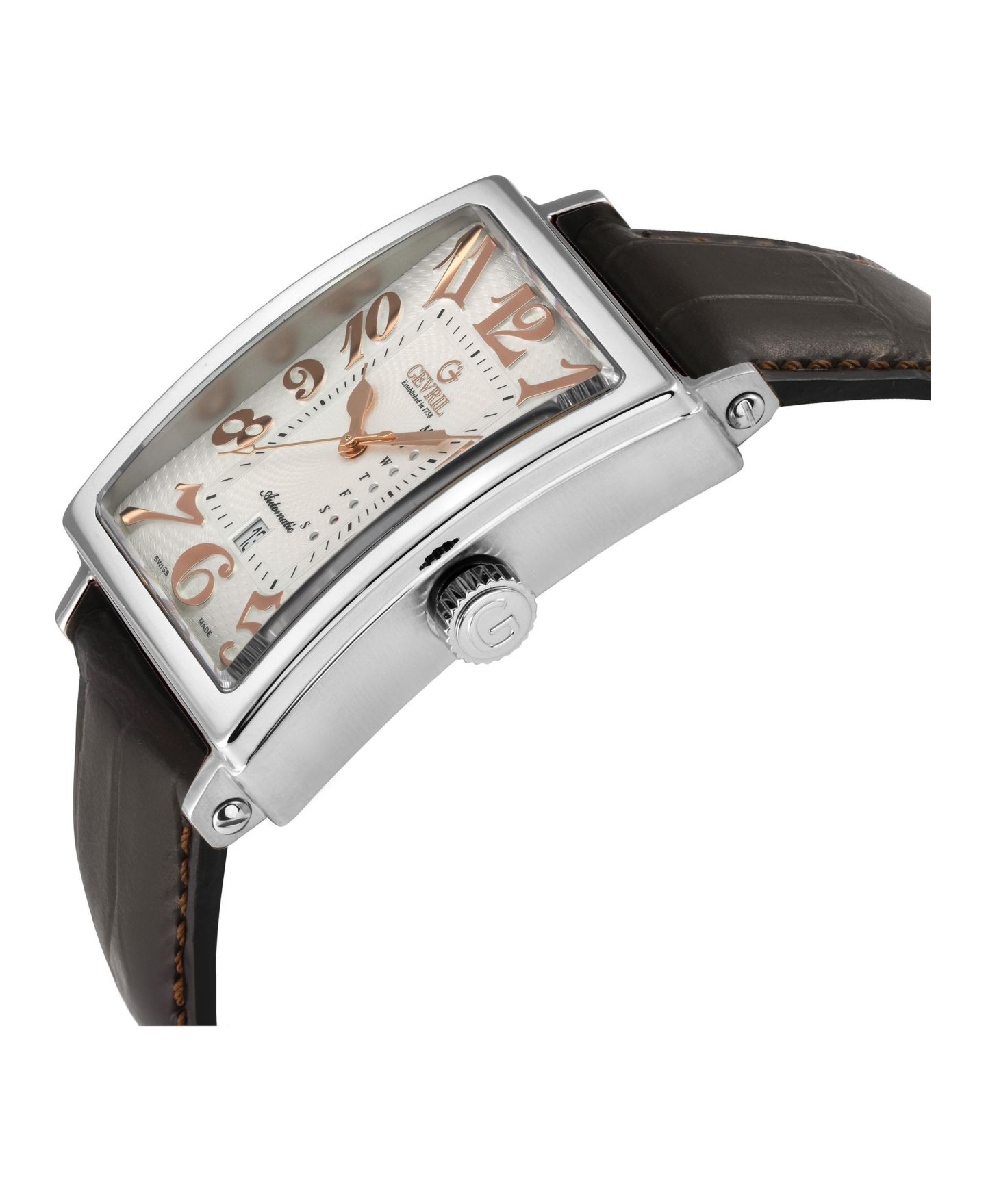 Мужские часы Gevril Swiss Automatic Avenue of Americas Italian Leather, 34mm, цвет: Серебряный — фото 3