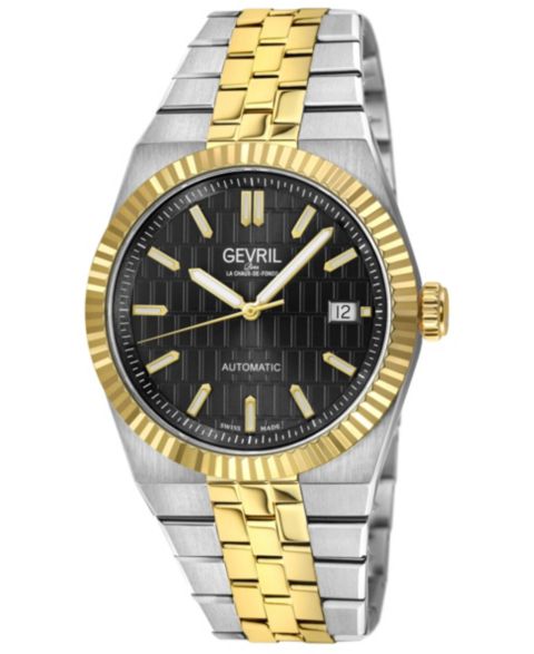 Мужские часы Gevril Swiss Automatic Pier 17 Two-tone Stainless Steel Bracelet Watch, 40mm, цвет: Серебряный