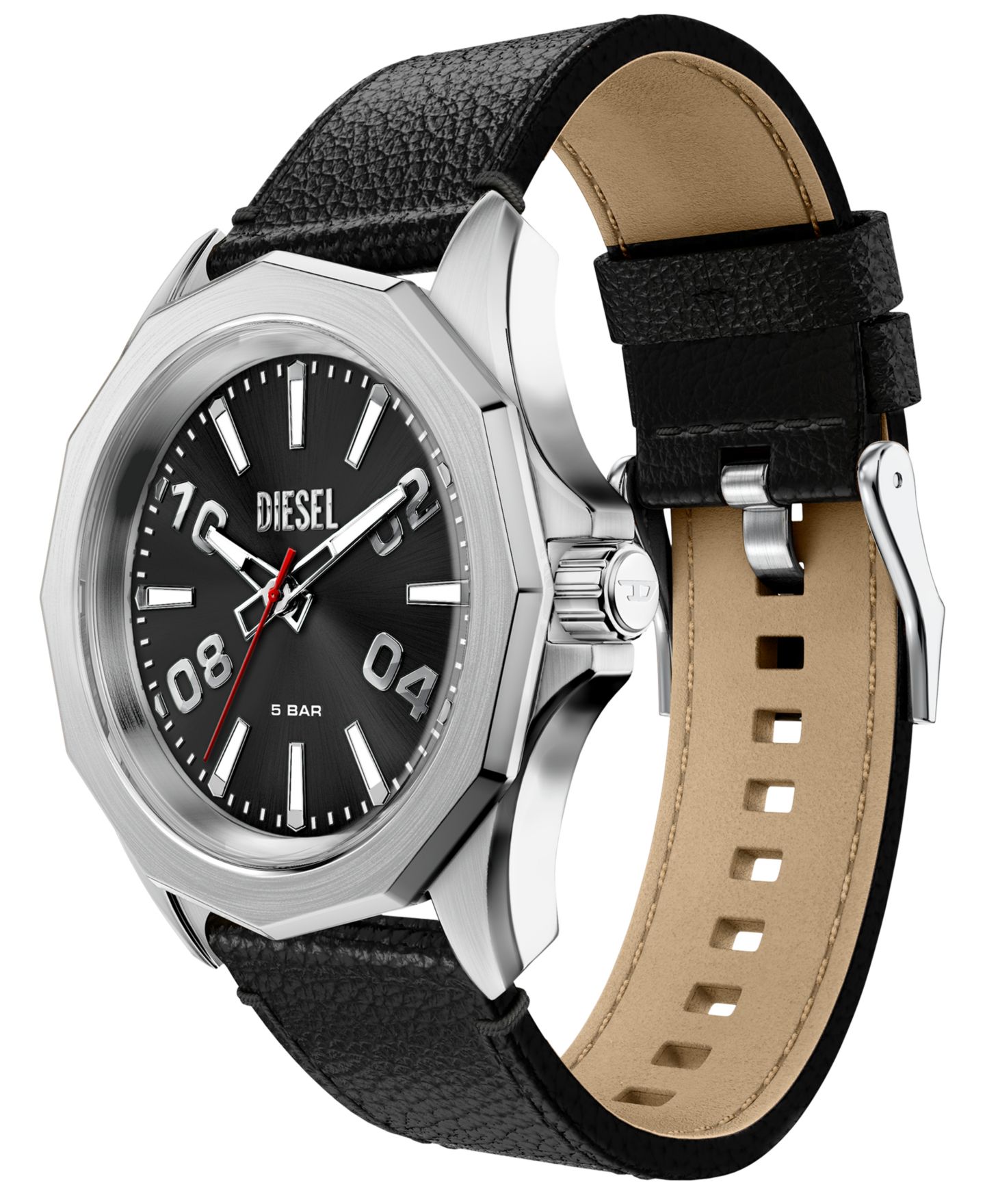 Мужские часы Diesel Quartz Stinger 3H Black Leather 44mm — фото 4