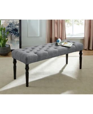 Leviton Fabric Tufted Turned Leg Dining Bench