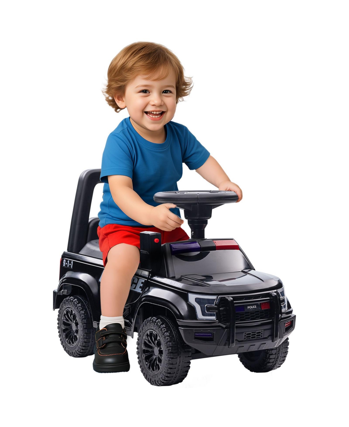 Glintex Police Truck Push Car with Working Pa System and Under-Seat Storage, Ages 18-60 Months