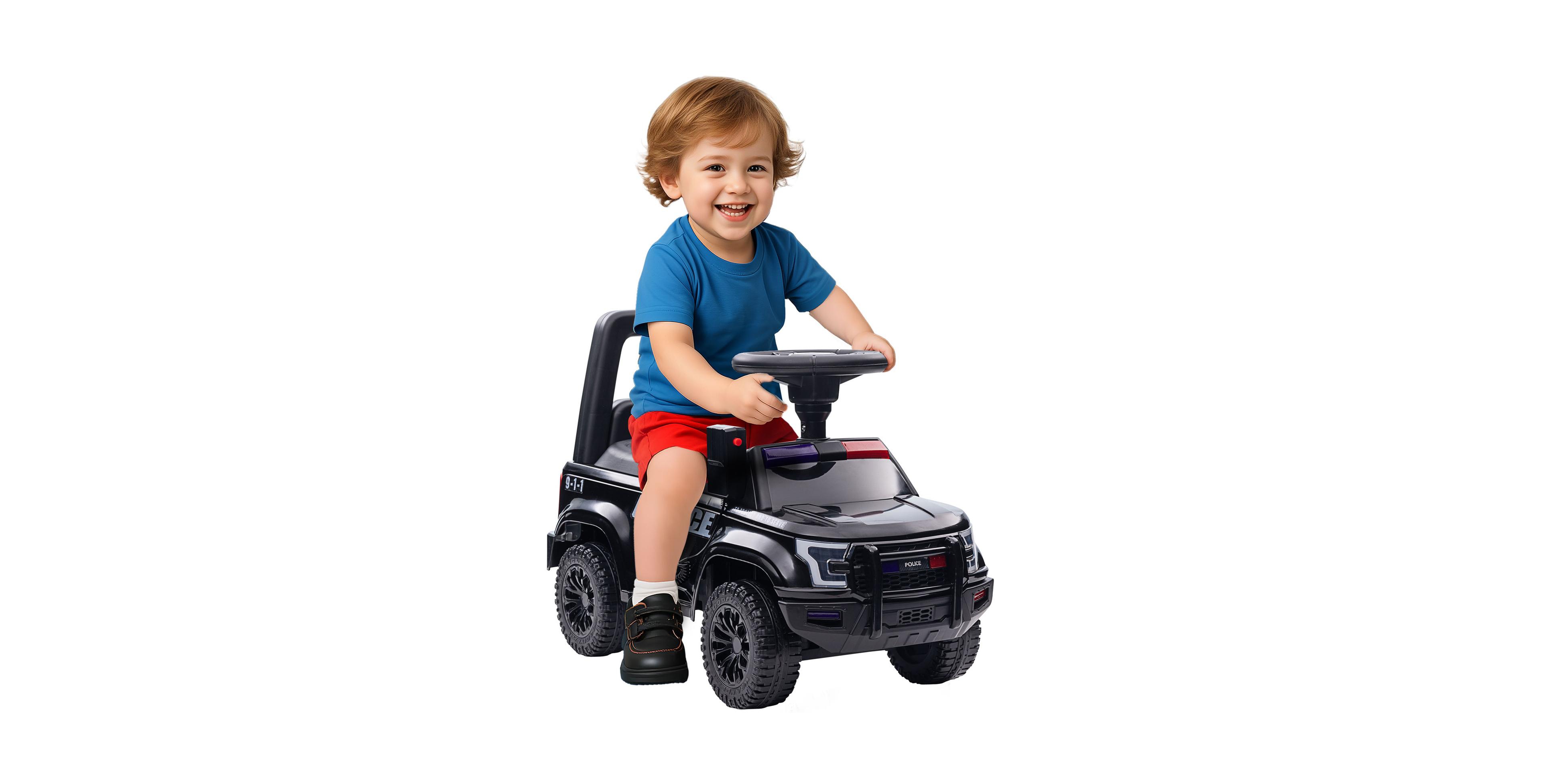 Glintex Police Truck Push Car with Working Pa System and Under-Seat Storage, Ages 18-60 Months