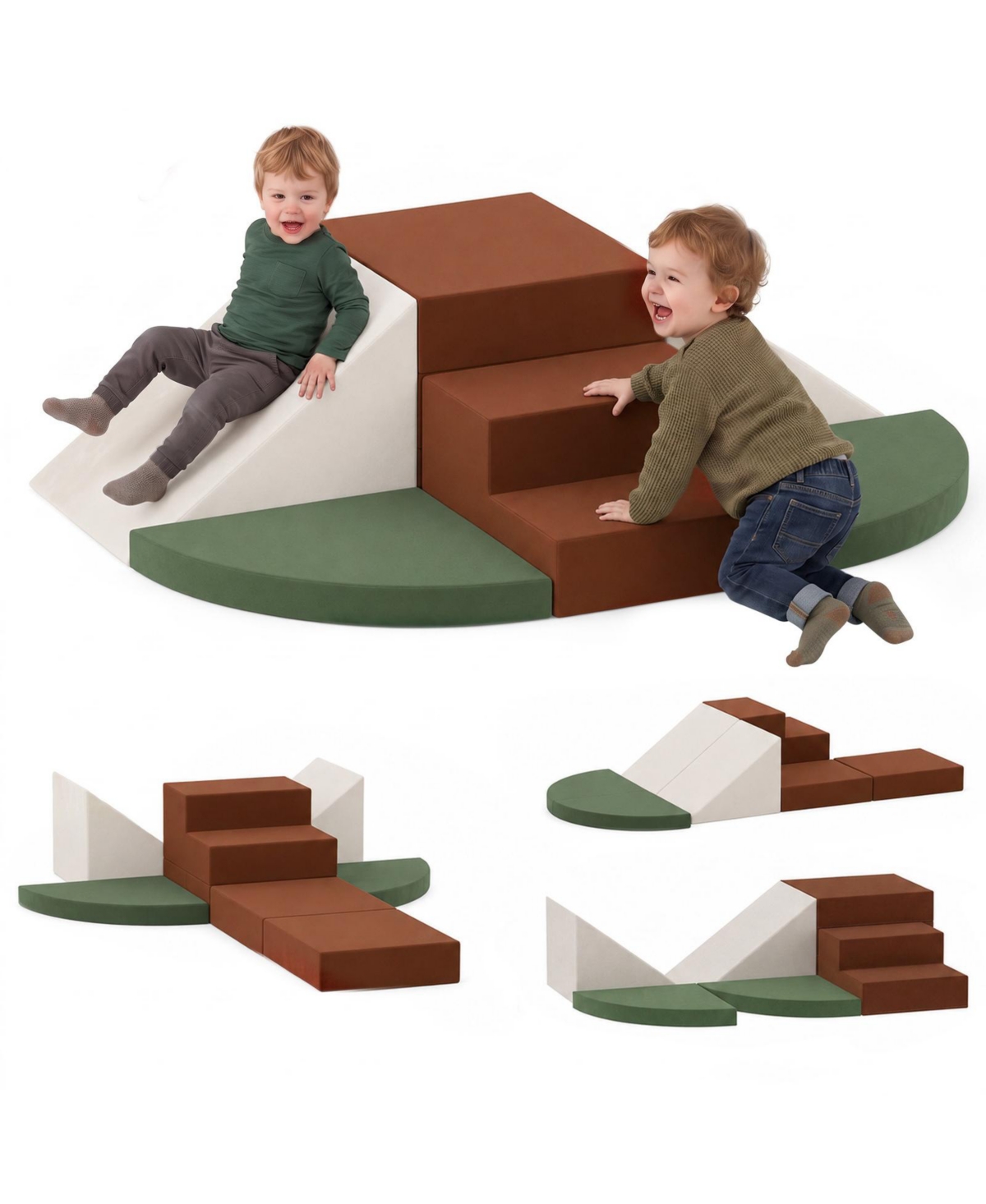 Glintex 8-Piece Velvet Foam Climbing Blocks with Non-Slip Base, Ages 1+