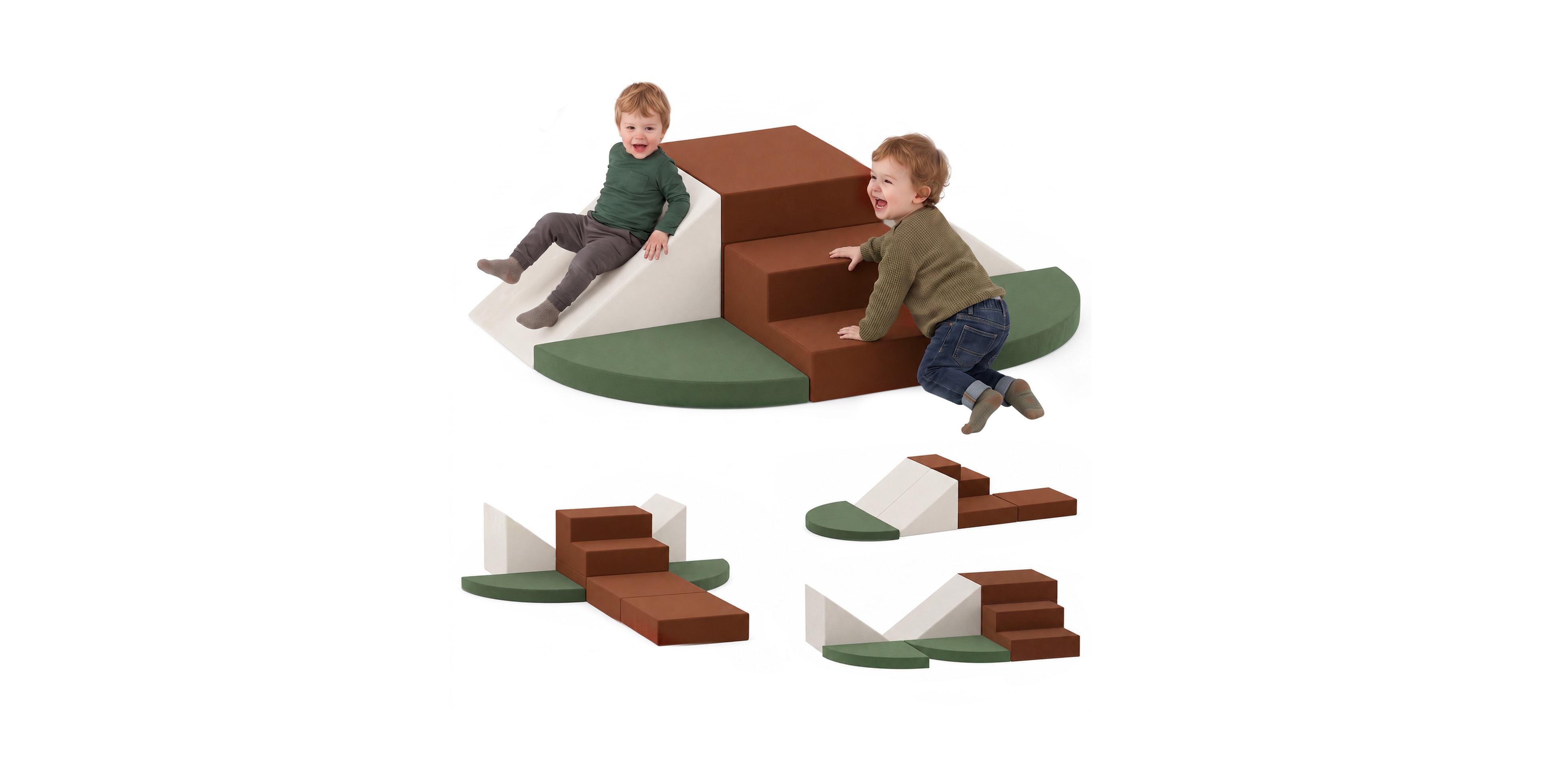 Glintex 8-Piece Velvet Foam Climbing Blocks with Non-Slip Base, Ages 1+
