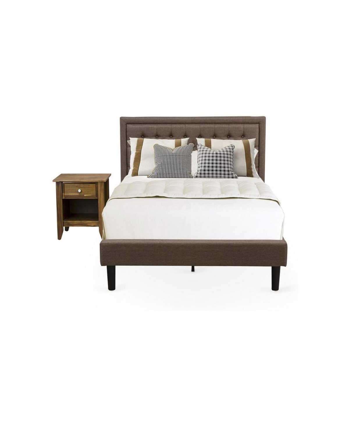 East West Furniture KD18F-1GA08 2 Piece Bedroom Set - Full Bed Headboard with 1 Mid Century Nightstand
