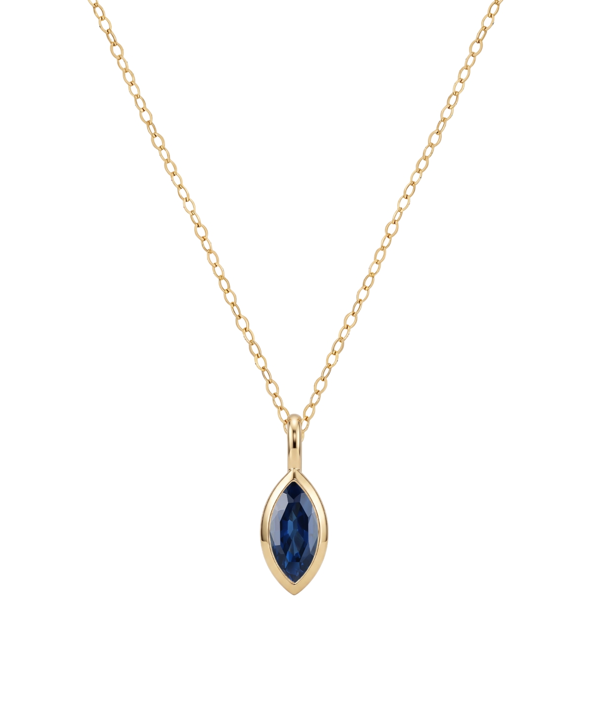 Macy's Sapphire Marquise-Cut Pendant Necklace (1/2 ct. t.w.) in 14k Gold - 14k Gold