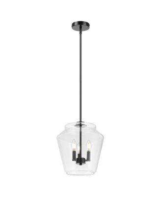 12 Inch Modern Clear Glass 3 Light Pendent Light Adjustable Hanging Light for Kitchen Island and Dining Room