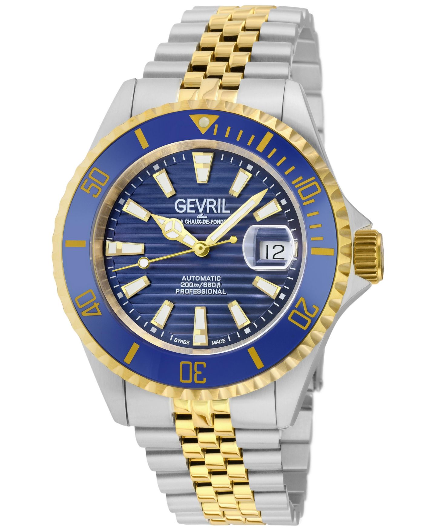 Мужские часы Gevril Chambers Swiss Automatic Two tone SS/ GT 316L Stainless Steel Bracelet Watch, цвет: Нержавеющая сталь — фото 1